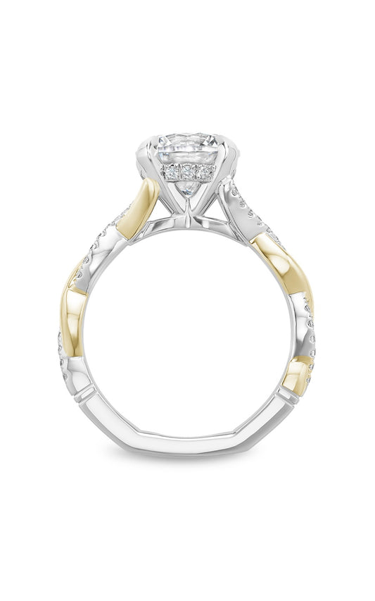 18K Yellow Gold and Platinum Atelier Sidestone Round Engagement Ring