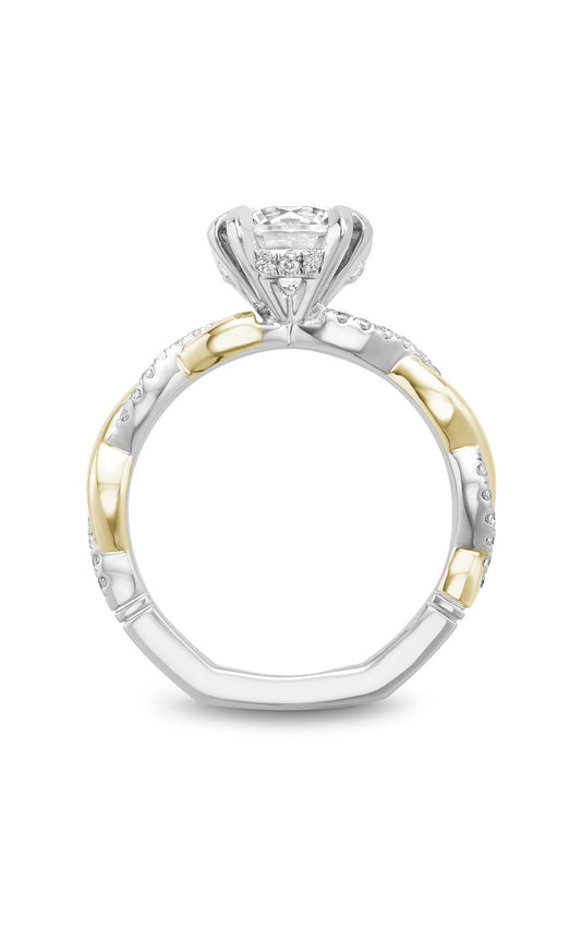 18K Yellow Gold and Platinum Atelier Sidestone Round Engagement Ring