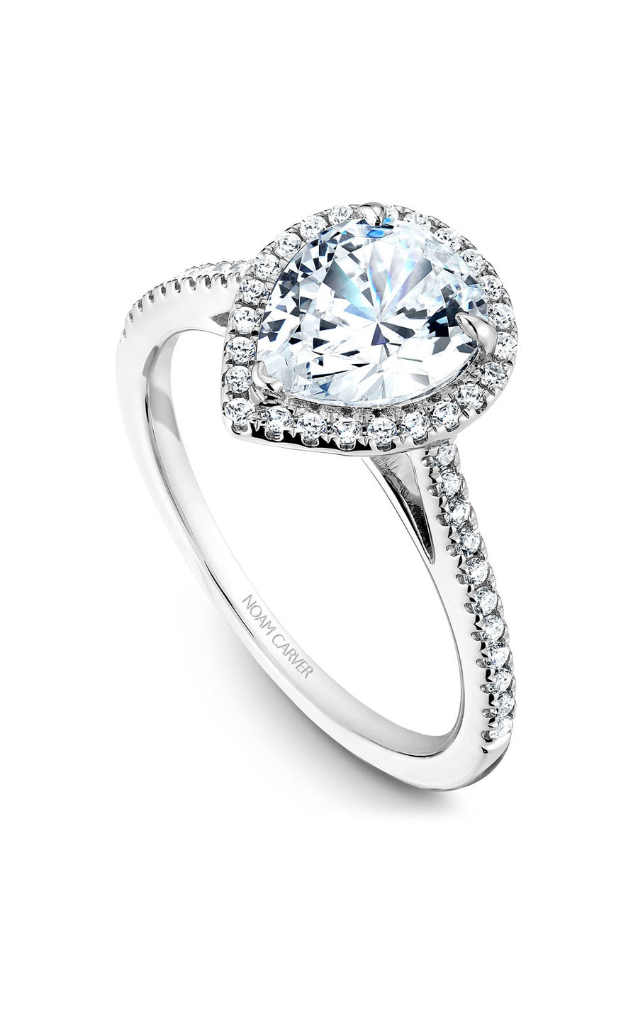 14K White Gold Halo Pear Engagement Ring