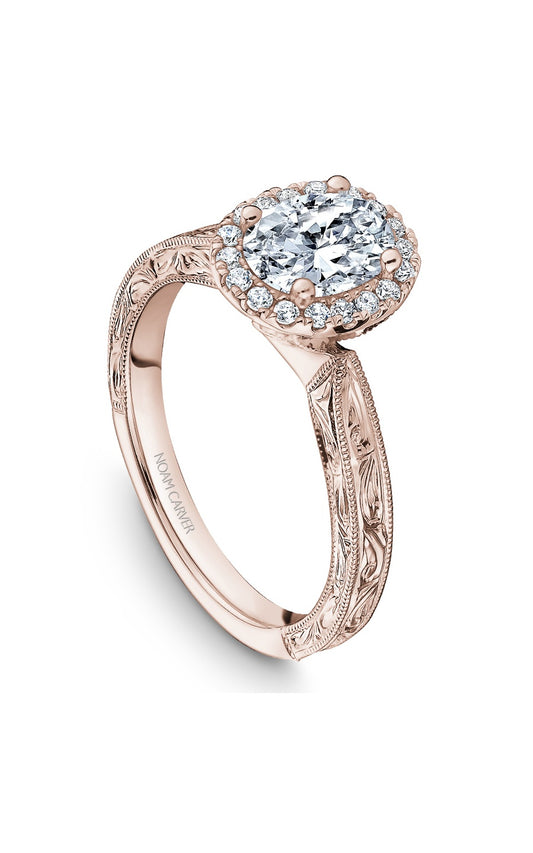 14K Rose Gold Halo Oval Engagement Ring