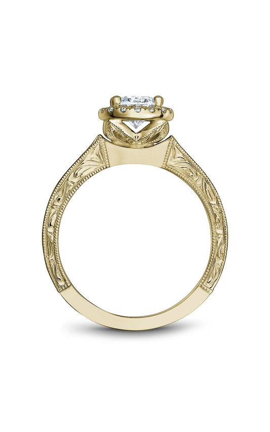 14K Yellow Gold Halo Oval Engagement Ring
