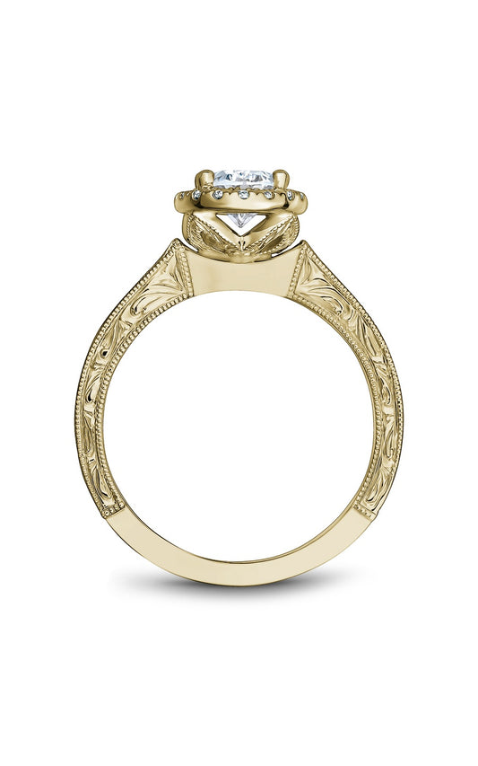 14K Yellow Gold Halo Oval Engagement Ring