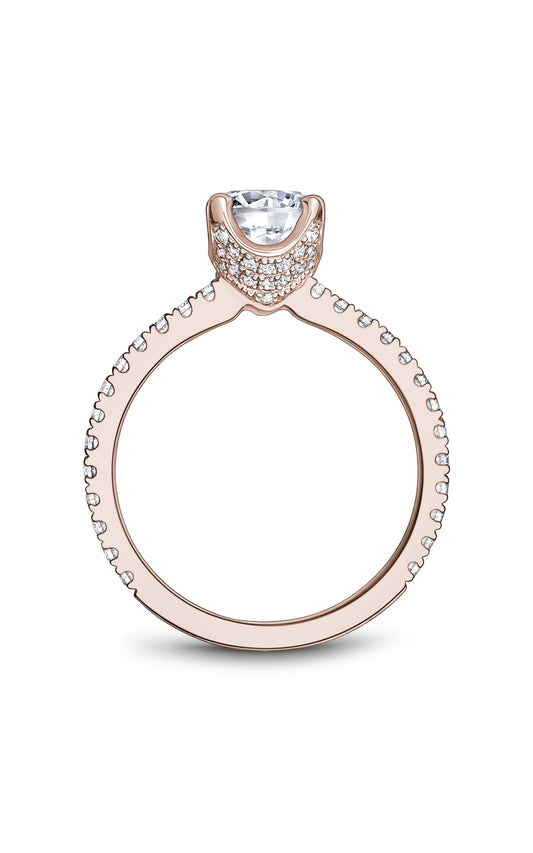 14K Rose Gold Sidestone Round Engagement Ring