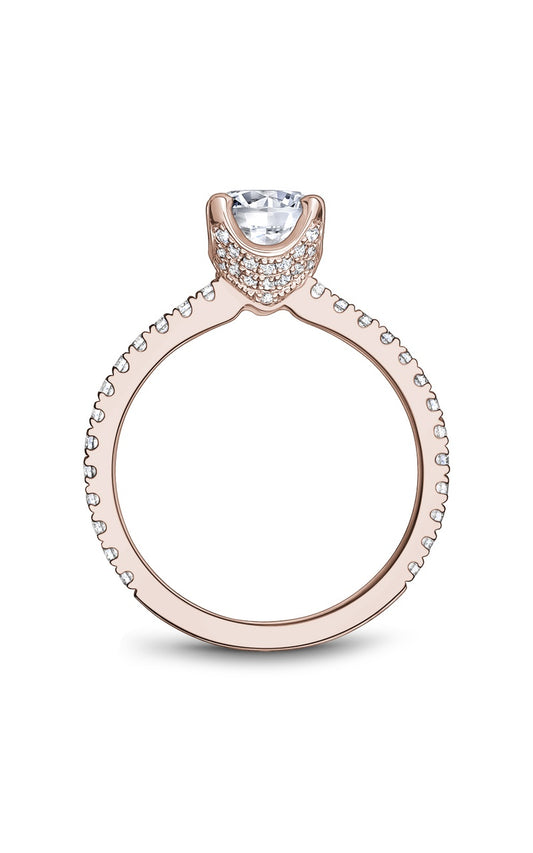 14K Rose Gold Sidestone Round Engagement Ring