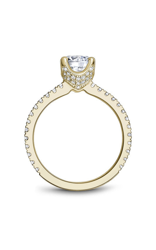 14K Yellow Gold Sidestone Round Engagement Ring