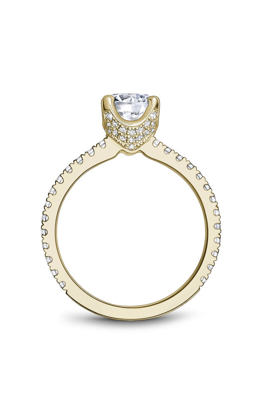 14K Yellow Gold Sidestone Round Engagement Ring