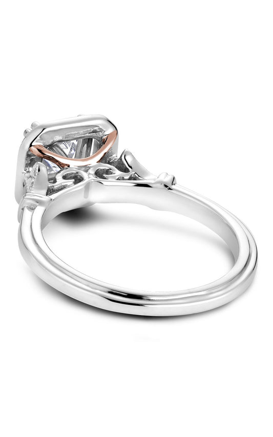 18K Rose Gold and 18K White Gold Halo Princess Engagement Ring