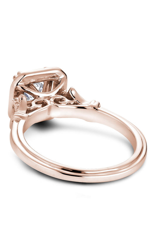18K Rose Gold Halo Princess Engagement Ring