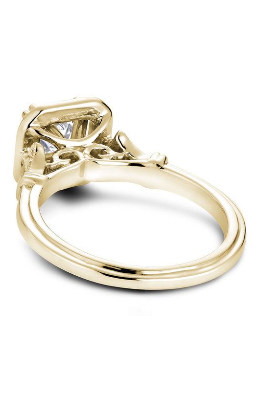14K Yellow Gold Halo Princess Engagement Ring