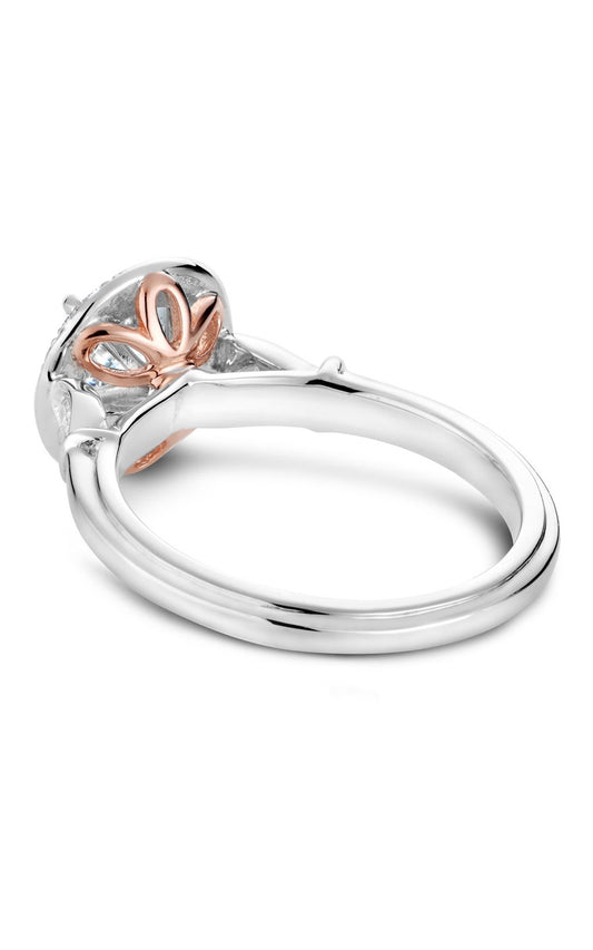 18K Rose Gold and 18K White Gold Halo Round Engagement Ring