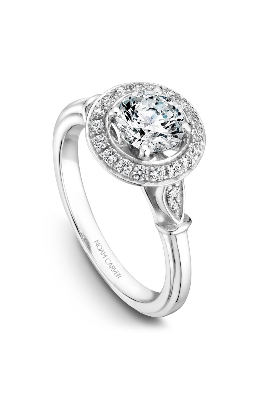 18K Rose Gold and Platinum Halo Round Engagement Ring