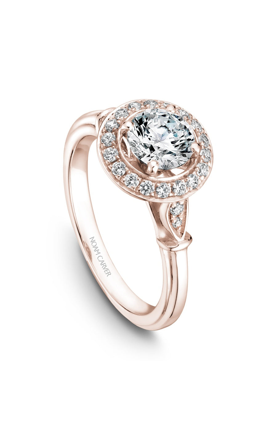 18K Rose Gold Halo Round Engagement Ring