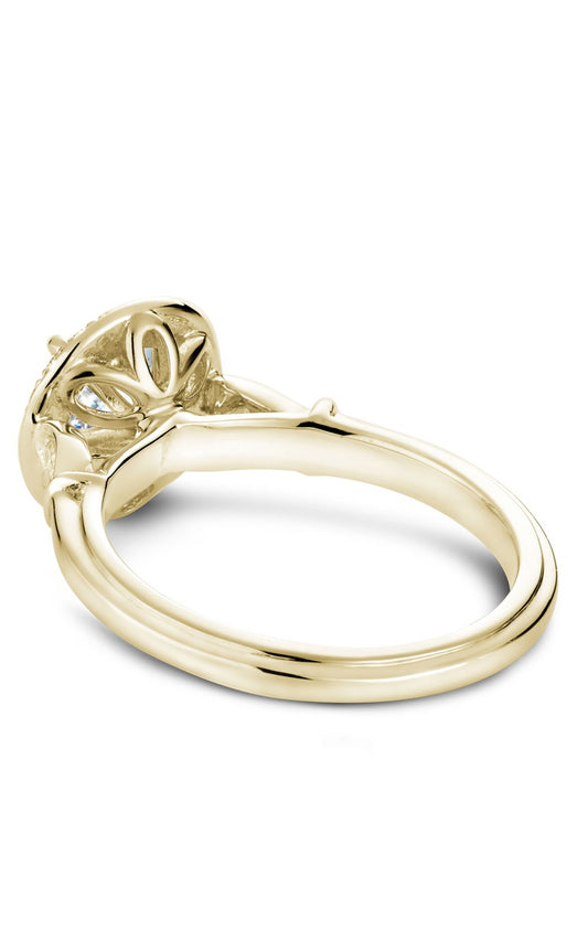 18K Yellow Gold Halo Round Engagement Ring