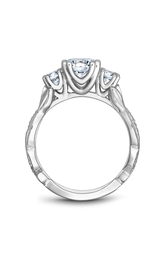 18K White Gold Three Stone Round Engagement Ring