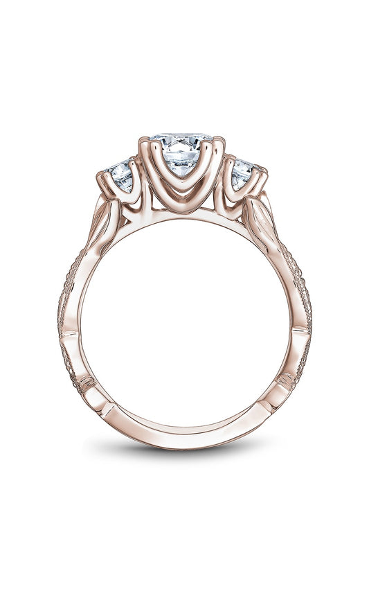 14K Rose Gold Three Stone Round Engagement Ring