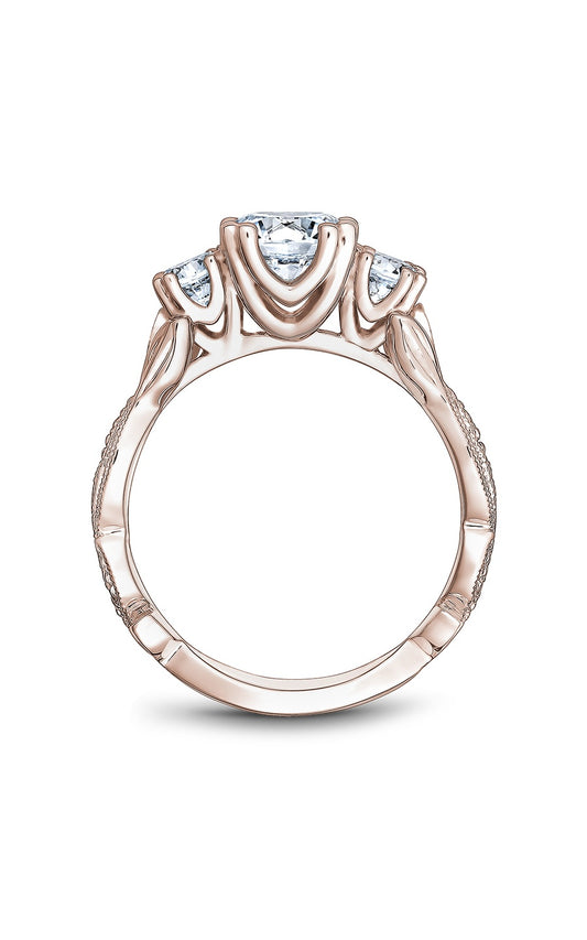 18K Rose Gold Three Stone Round Engagement Ring