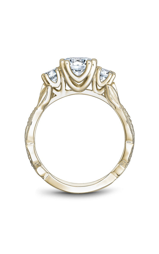 18K Yellow Gold Three Stone Round Engagement Ring