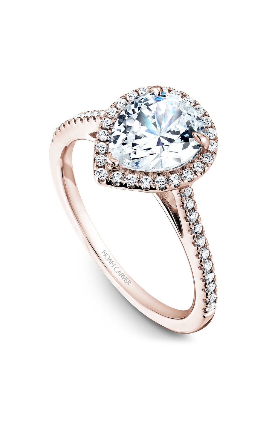 14K Rose Gold Halo Pear Engagement Ring