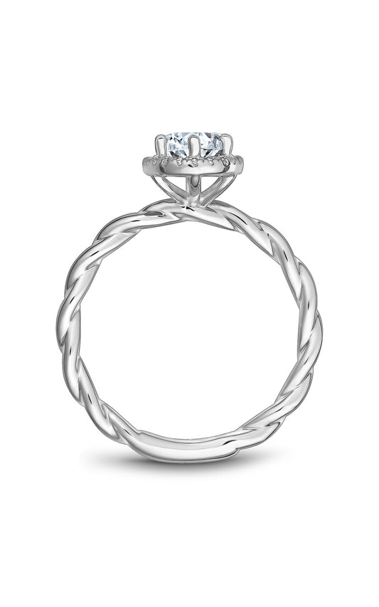 14K White Gold Halo Oval Engagement Ring