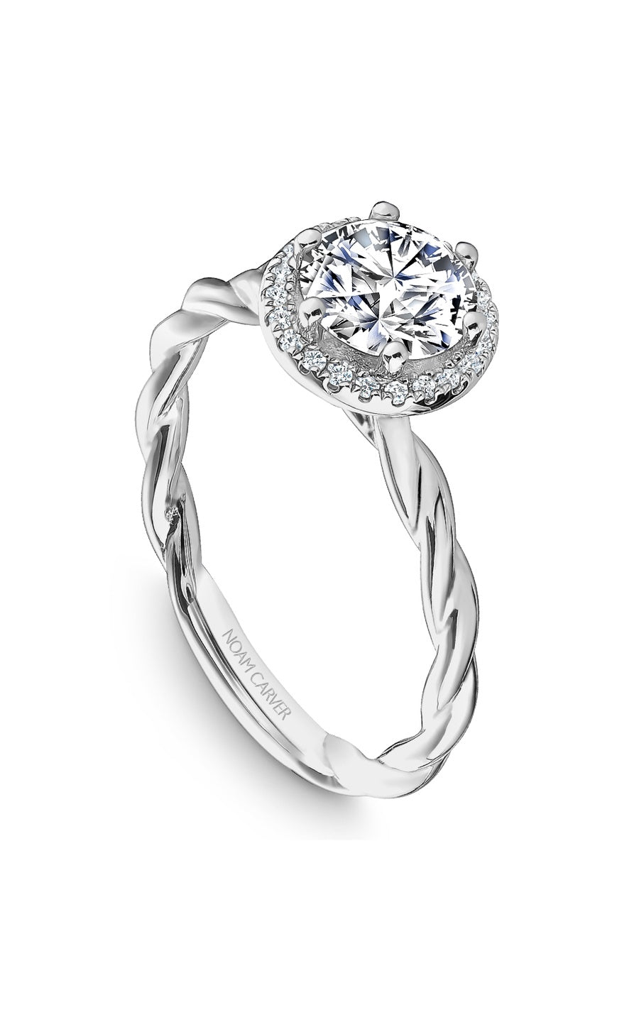 14K White Gold Halo Round Engagement Ring