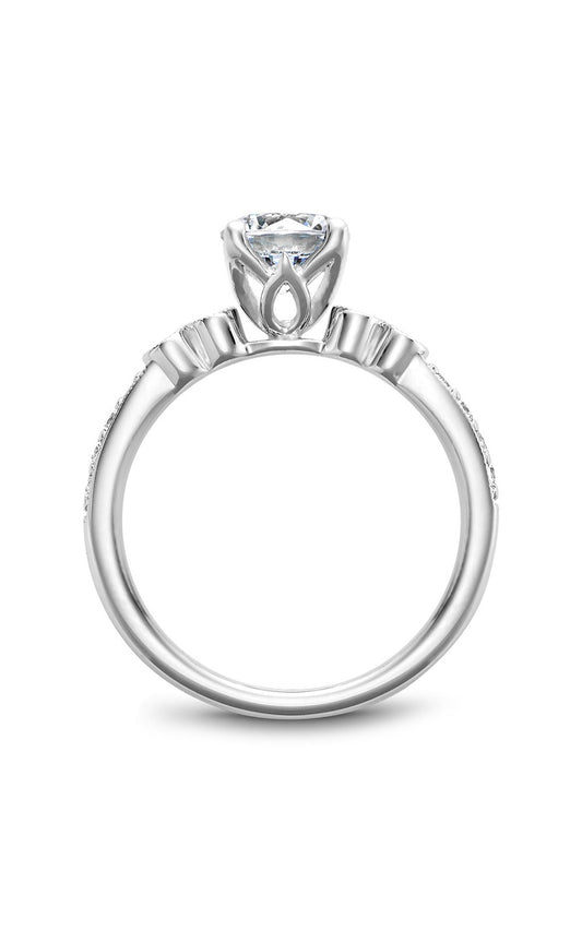 14K White Gold Sidestone Round Engagement Ring