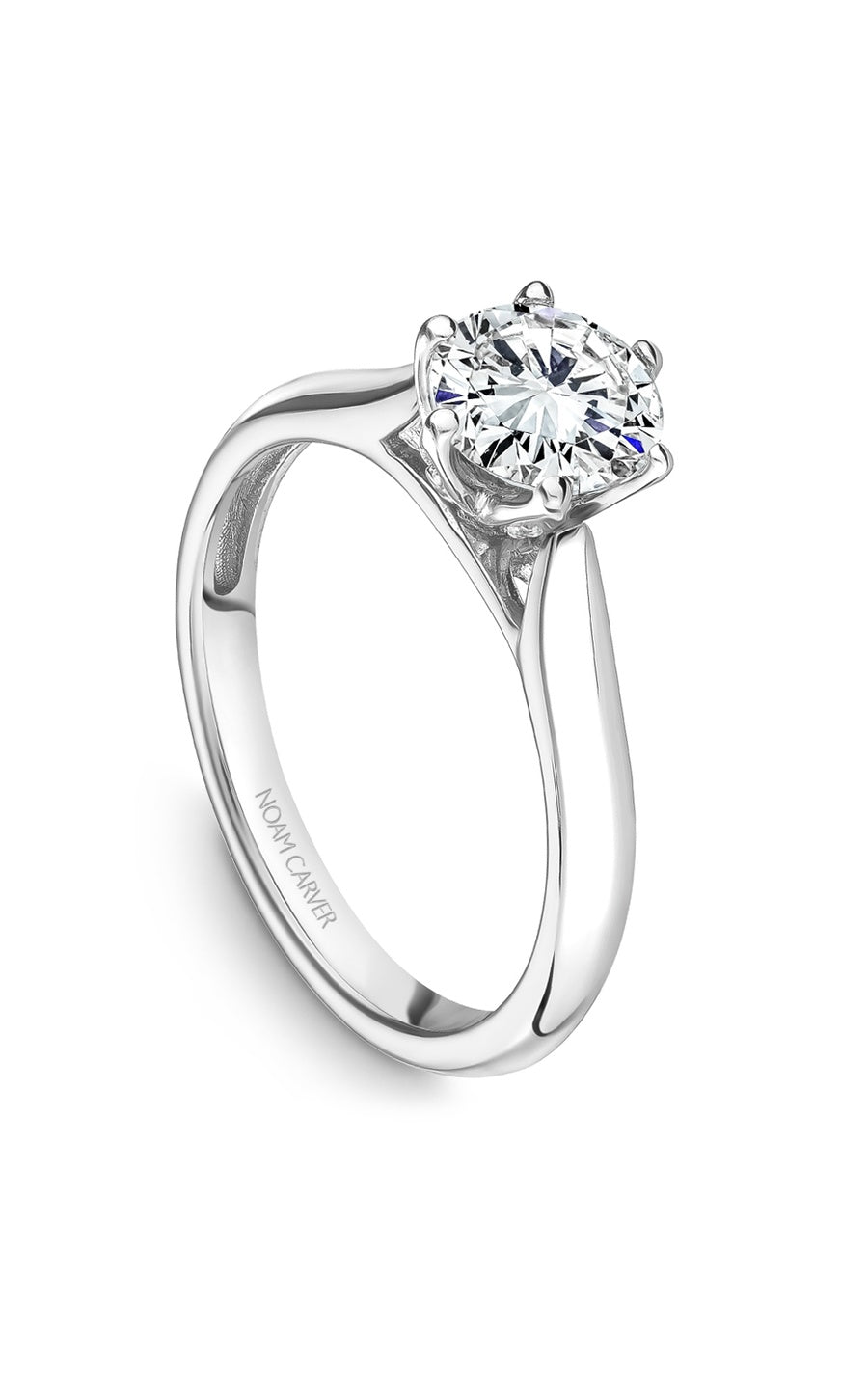 14K White Gold Solitaire Round Engagement Ring