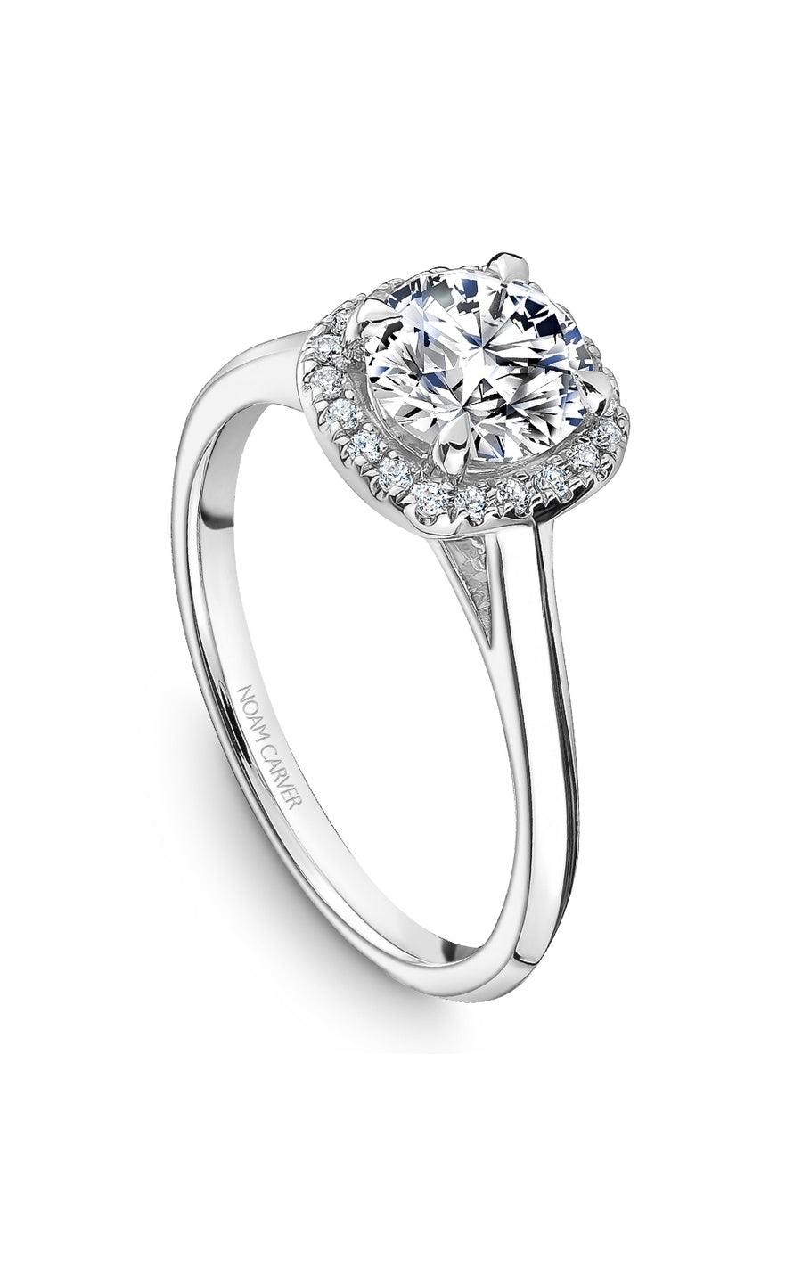18K White Gold Halo Round Engagement Ring