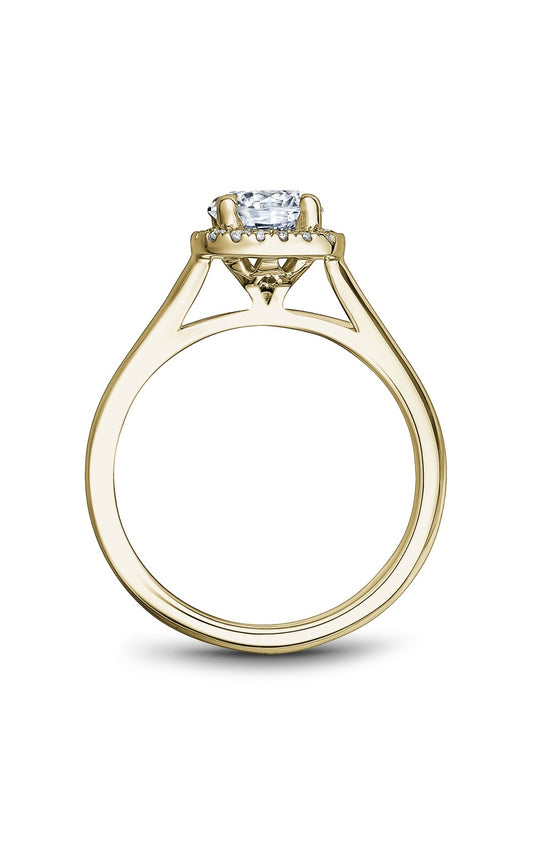 18K Yellow Gold Halo Round Engagement Ring