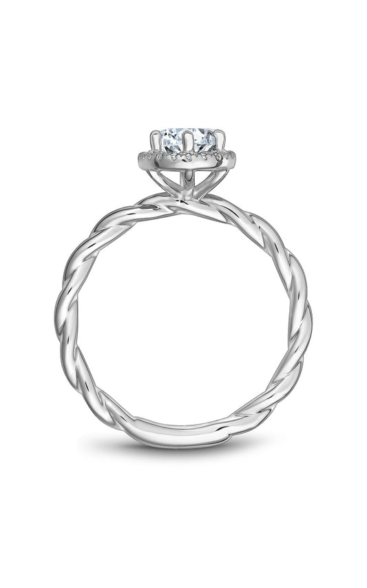 18K White Gold Halo Oval Engagement Ring
