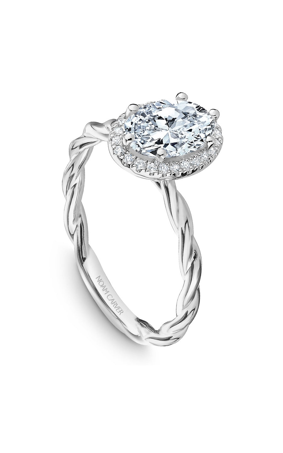 18K White Gold Halo Oval Engagement Ring