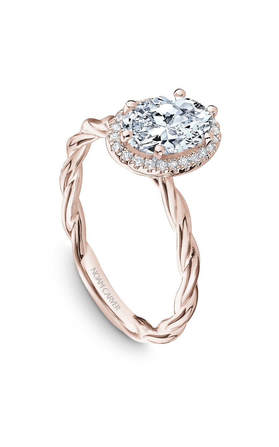14K Rose Gold Halo Oval Engagement Ring