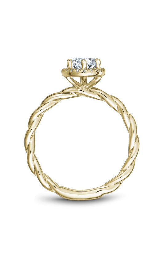 18K Yellow Gold Halo Oval Engagement Ring