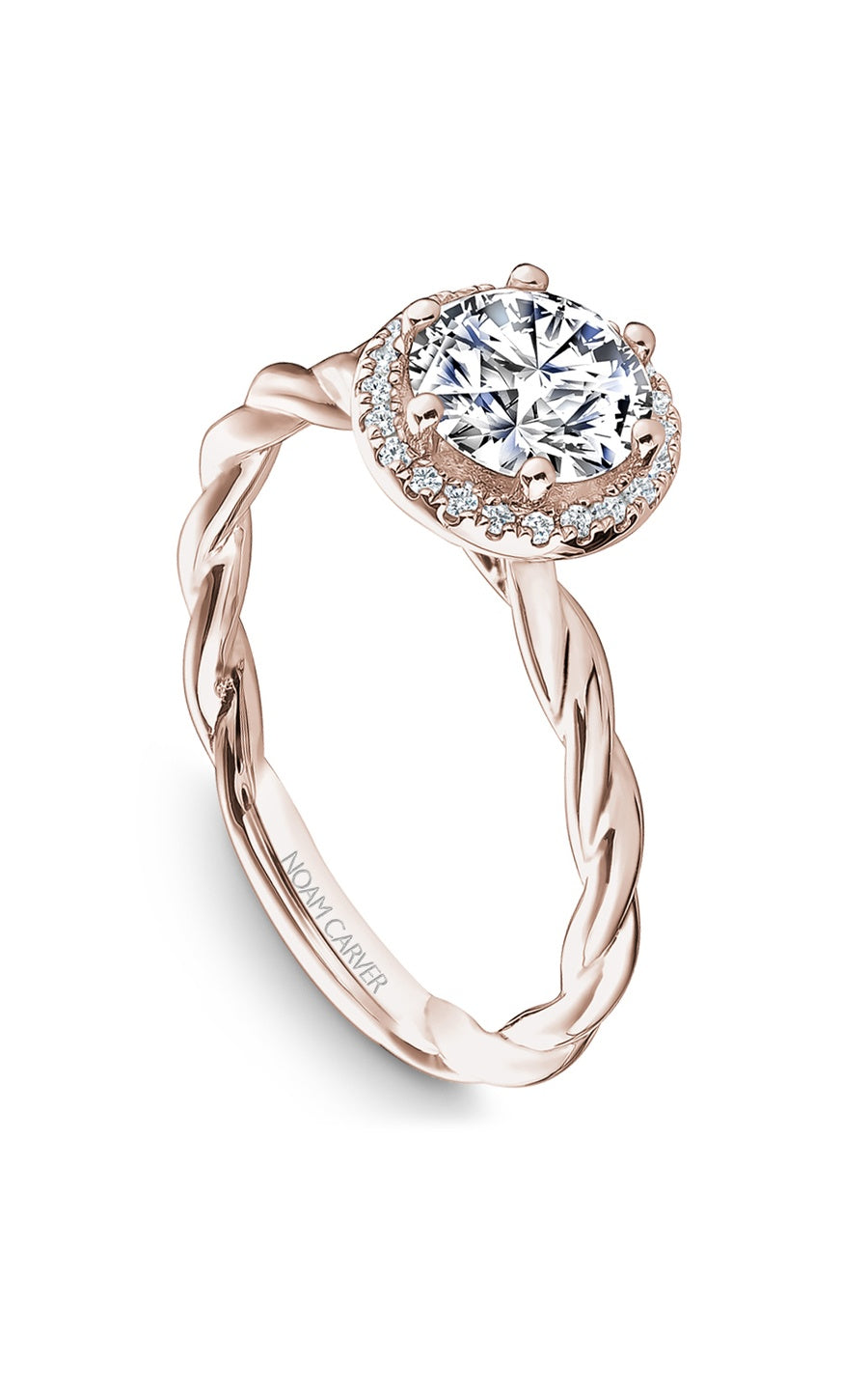 14K Rose Gold Halo Round Engagement Ring
