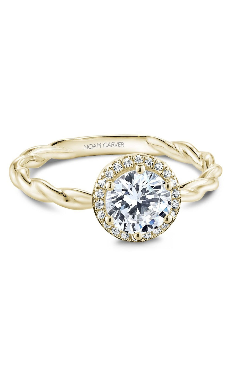 14K Yellow Gold Halo Round Engagement Ring