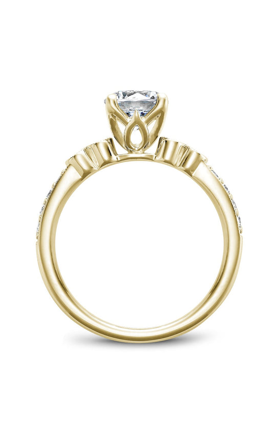 14K Yellow Gold Sidestone Round Engagement Ring