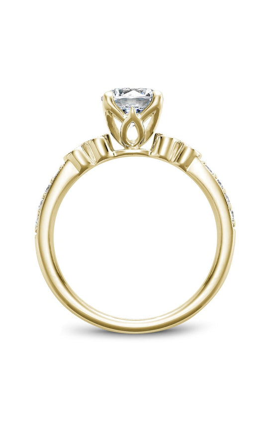 18K Yellow Gold Sidestone Round Engagement Ring