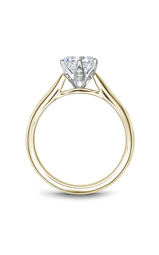 14K White Gold and 14K Yellow Gold Solitaire Round Engagement Ring
