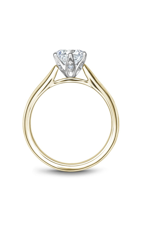 18K White Gold and 18K Yellow Gold Solitaire Round Engagement Ring