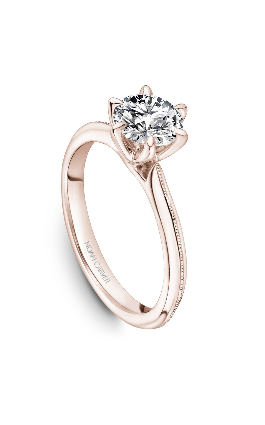 18K Rose Gold Solitaire Round Engagement Ring