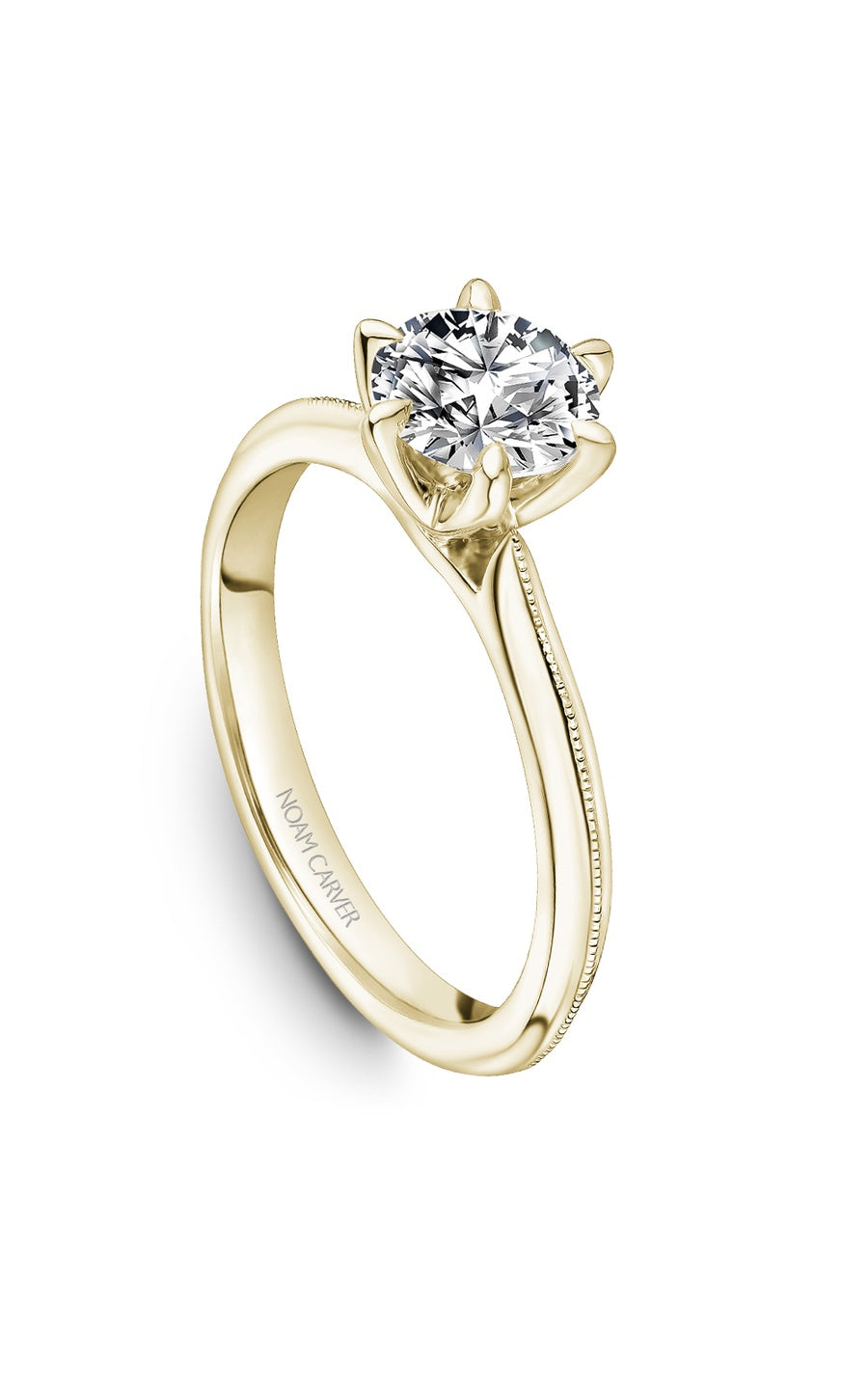 18K Yellow Gold Solitaire Round Engagement Ring