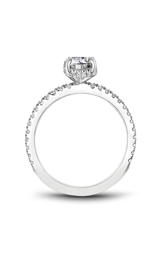 14K White Gold Halo Oval Engagement Ring