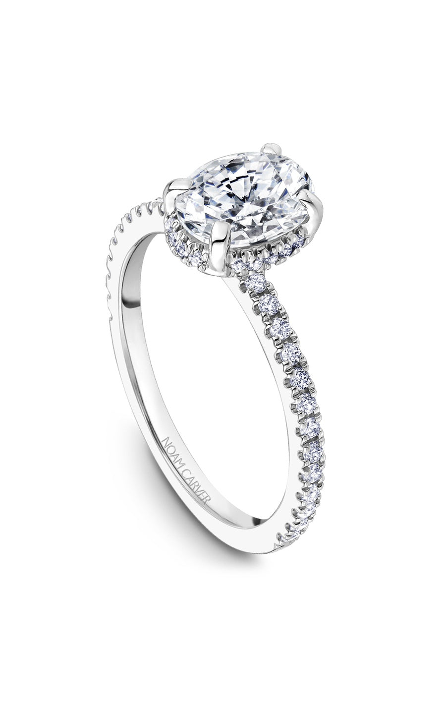 14K White Gold Halo Oval Engagement Ring