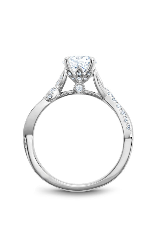 14K White Gold Sidestone Round Engagement Ring