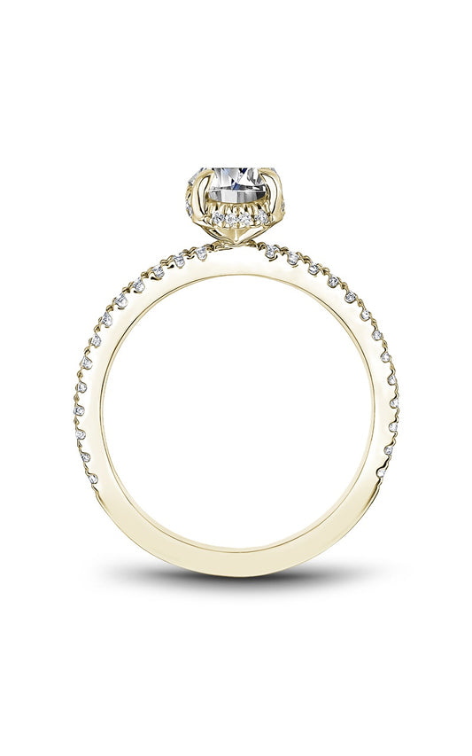 18K Yellow Gold Halo Oval Engagement Ring