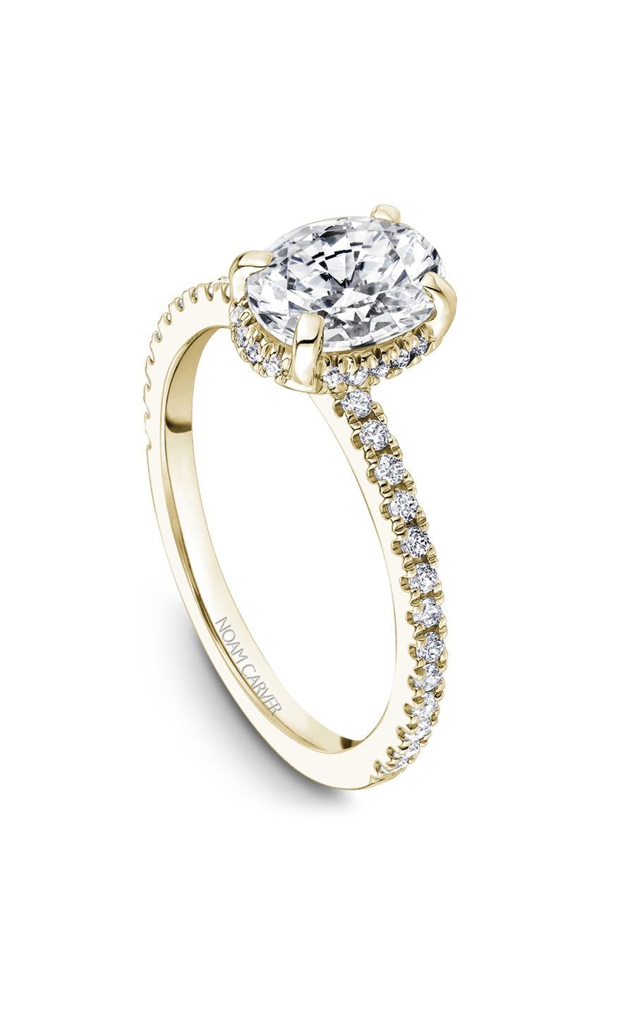 18K Yellow Gold Halo Oval Engagement Ring