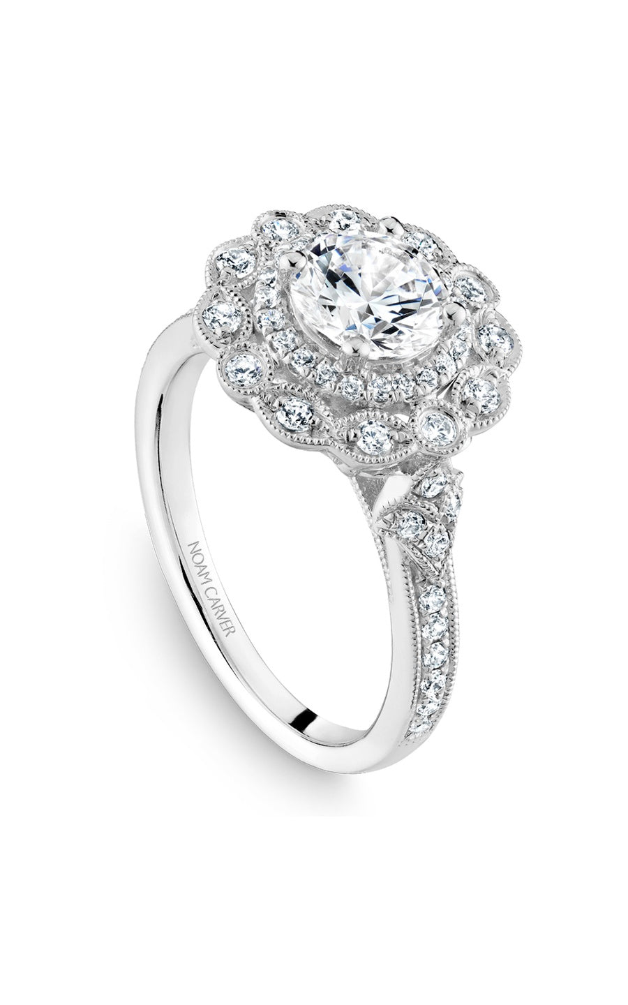 Platinum Halo Round Engagement Ring