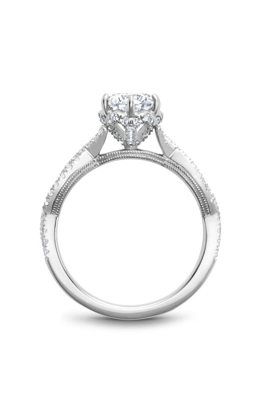 18K White Gold Sidestone Round Engagement Ring