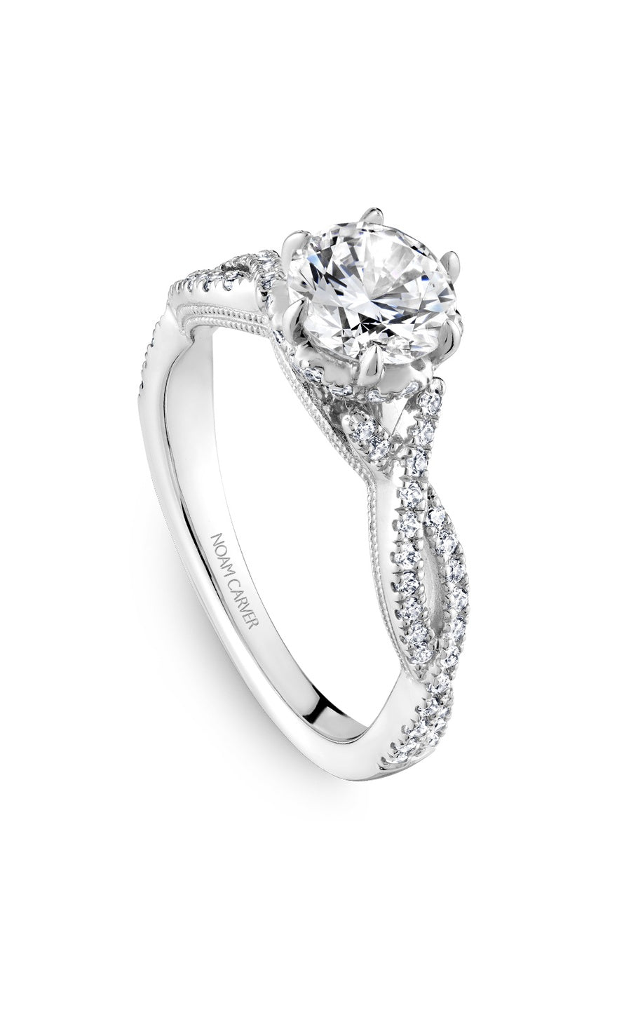 Platinum Sidestone Round Engagement Ring
