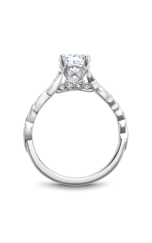 18K White Gold Sidestone Round Engagement Ring