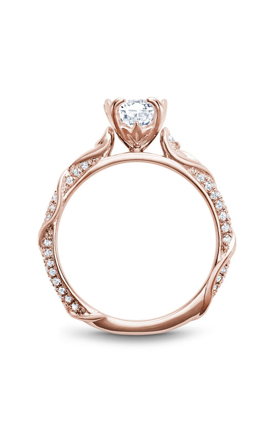 14K Rose Gold Sidestone Round Engagement Ring